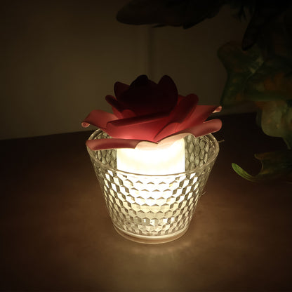 Led Rose Flower Decorative Flameless Tealight Candles - (6 Pc  Set)