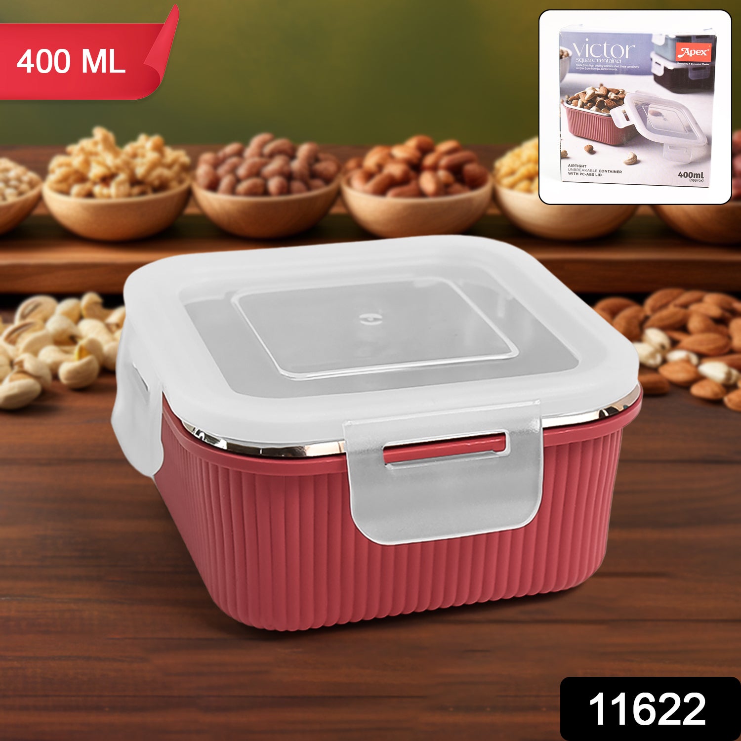 Apex Victor Square Food Storage Container (400 Ml  1 Pc)
