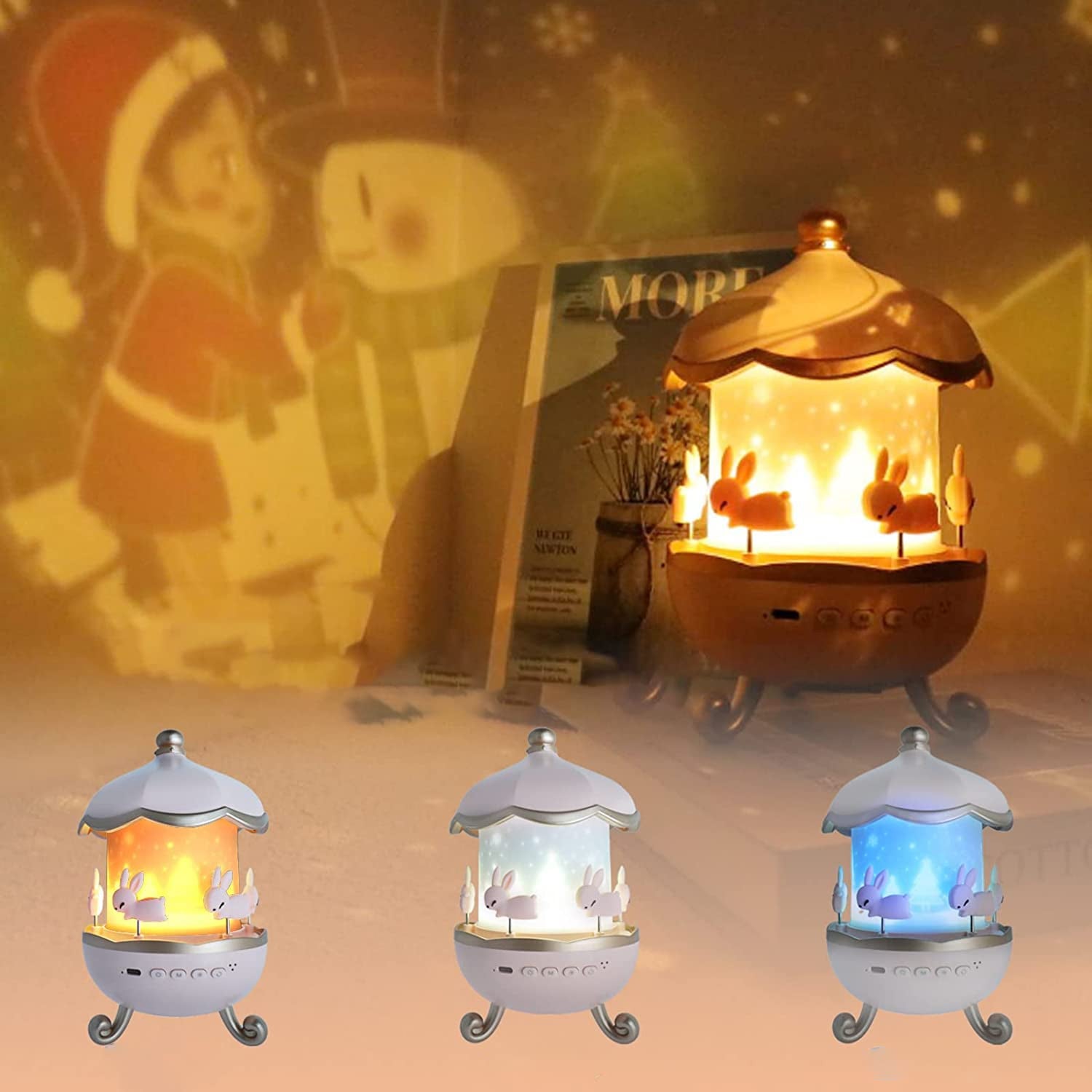 Bunnys Carousel Rotating Led Night Light