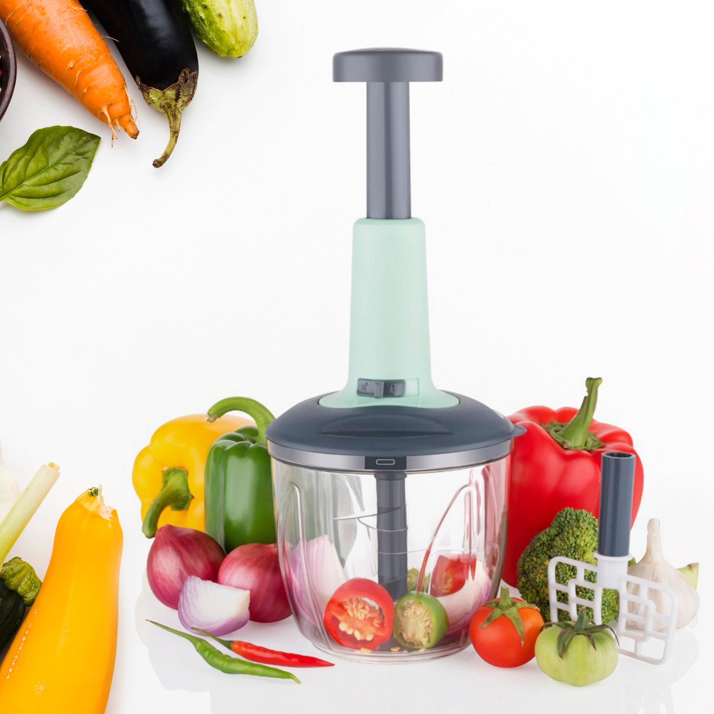 2 In 1 Push Up Chopper With Blender Affixed With 6 Sharp Blade