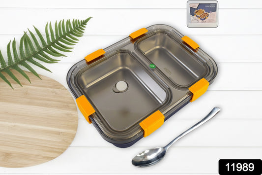 Stainless Steel Lunch Box 2 Section Lunch Box With Spoon