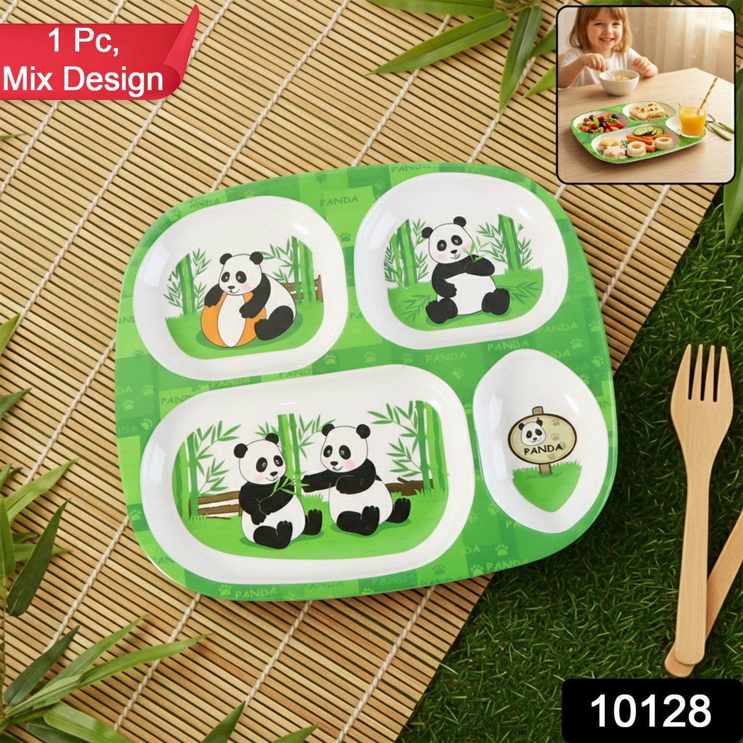 Kids 4-compartment Melamine Partition Plate (1 Pc  2422 Cm)