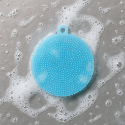 Sky Blue Silicone Dish Scrubber Sponge Mildew Free Non Stick Heat Resistant