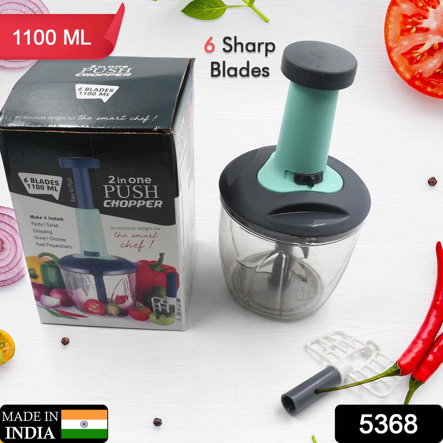 2 In 1 Push Up Chopper With Blender Affixed With 6 Sharp Blade