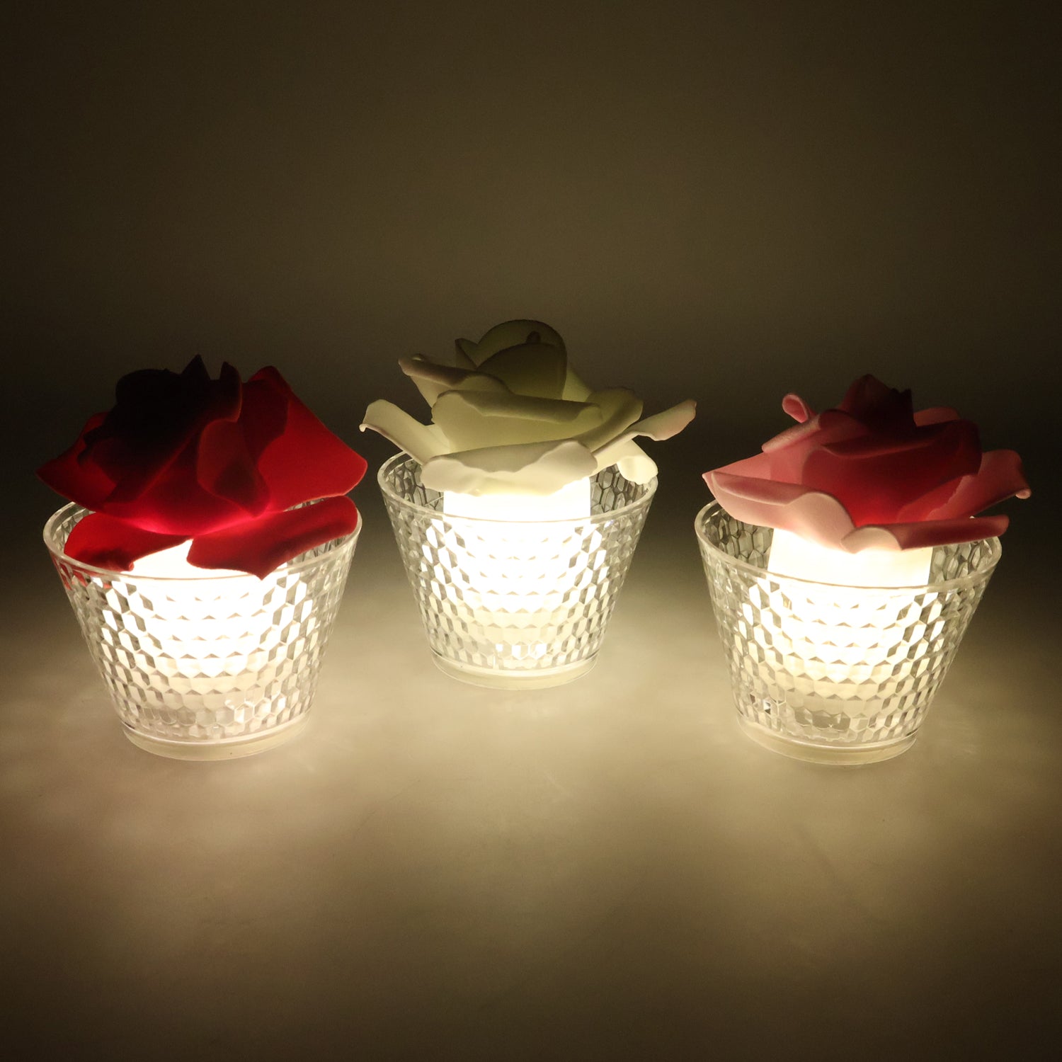 Rose Shaped Decorative Flameless Led Candles (12 Pc)